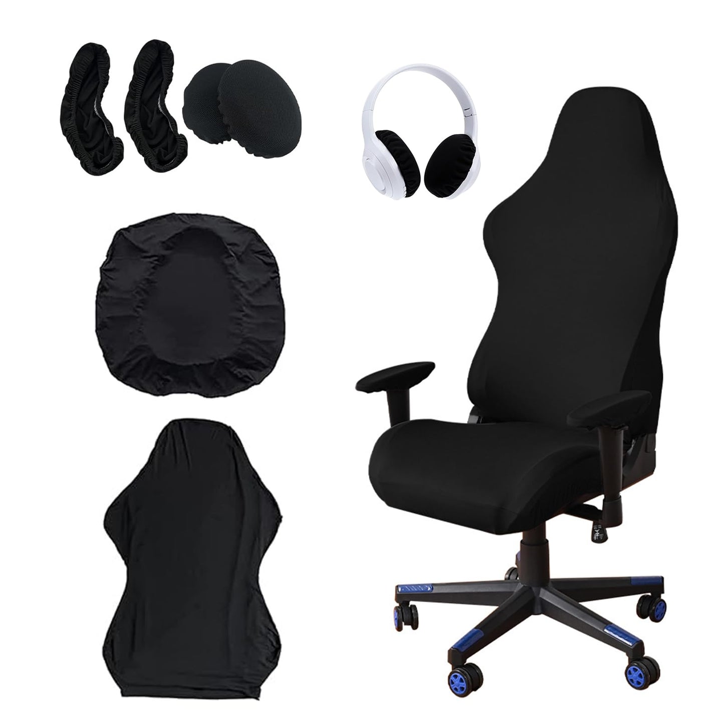 Luckwaii Gaming Chair Cover 6 Pcs Office Chair Covers Stretch Removable