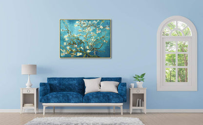 Wieco Art Gold Framed Giclee Canvas Prints of Almond Blossom by Vincent Van Gogh Paintings Reproduction Wall Art Pictures for Home Decorations