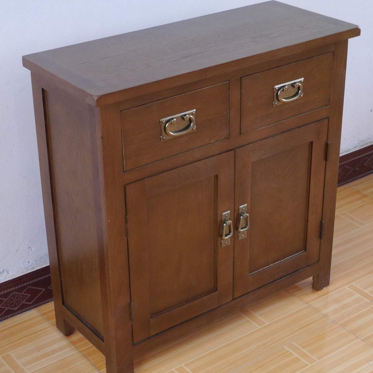 Aurotrice OAK Small Sideboard 75cm 2 Doors 2 Drawer Drawer Chest Mini Dining Sideboard Storage