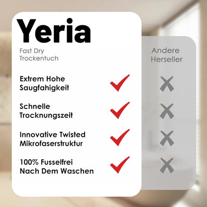 Yeria Shiny Bath XXL Drying Cloth, Fast Dry Microfibre Cloths, Premium Wipes for Shower Cubicle, Car, Household, Camping 3, 40 x 40 cm