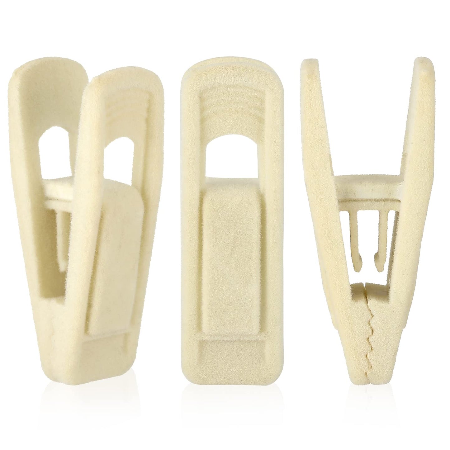 Tinfol 50pc Velvet Hangers Clips, Gray Strong Finger Flocked Clips, Pants Hangers Clips for Thin Clothes Hangers (Beige)