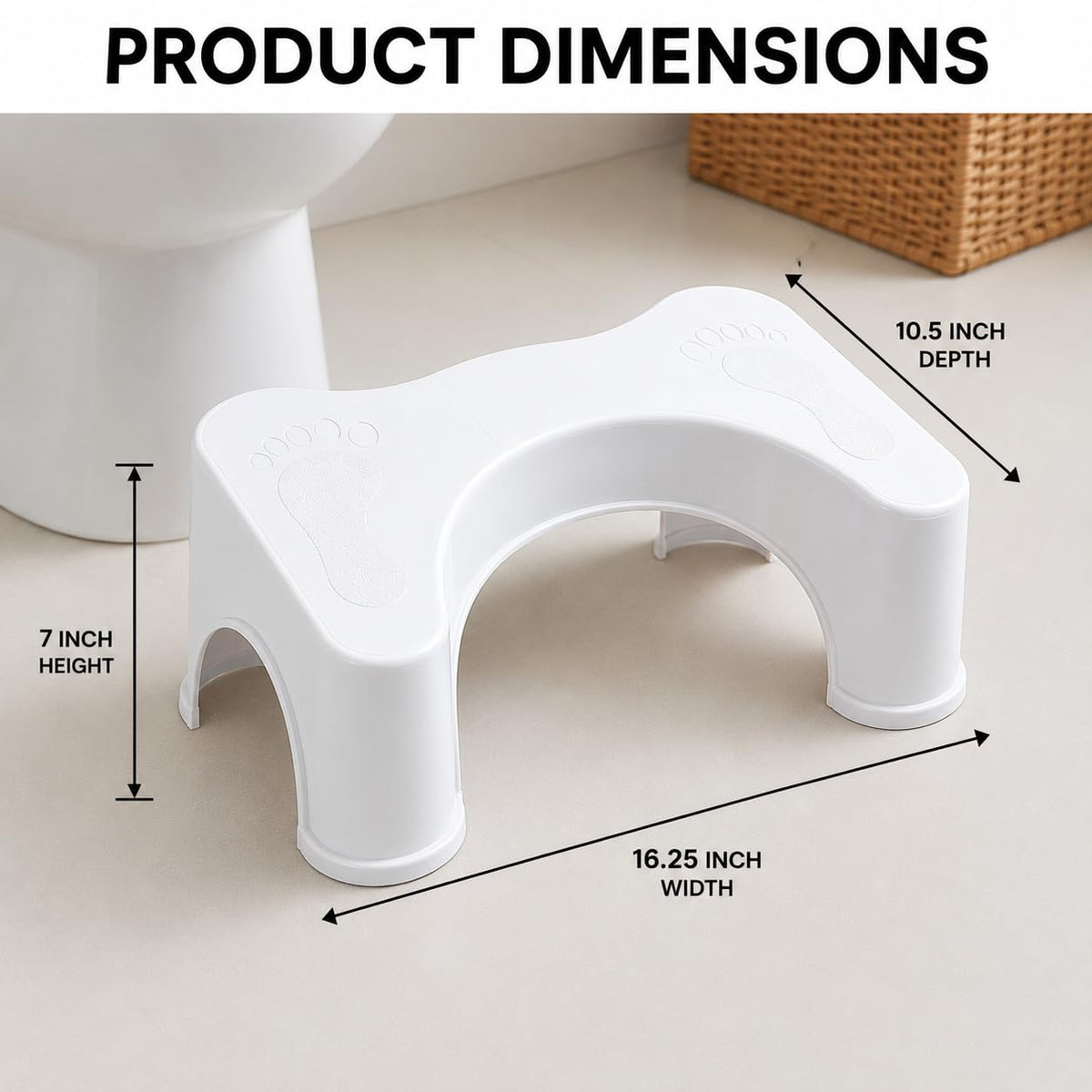 ASPIRE UK Squatting Toilet Stool 7 inch Non-Slip Bathroom Step Up Stool Relieves Constipation, Bloating | Aligns the Colon for Faster, Easier Relief