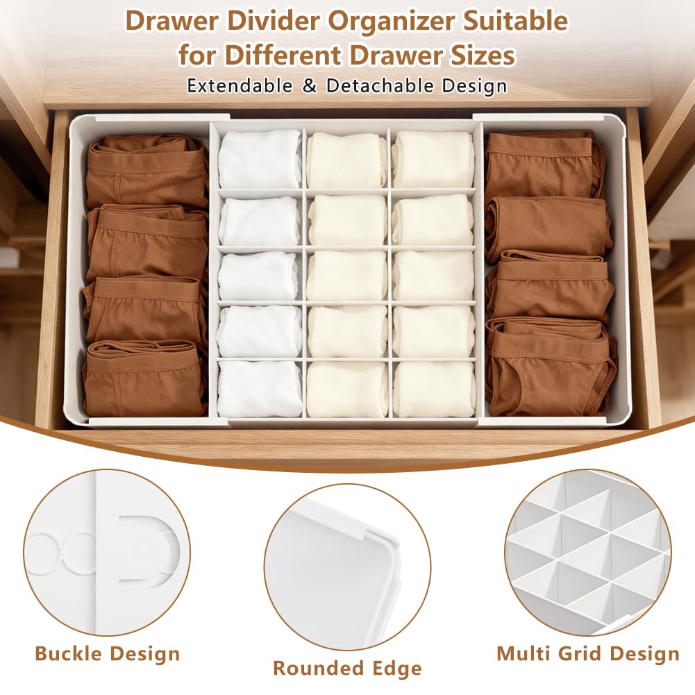 HOTOOLME Clothes Drawer Organisers,Underwear Drawer Dividers Storage Box