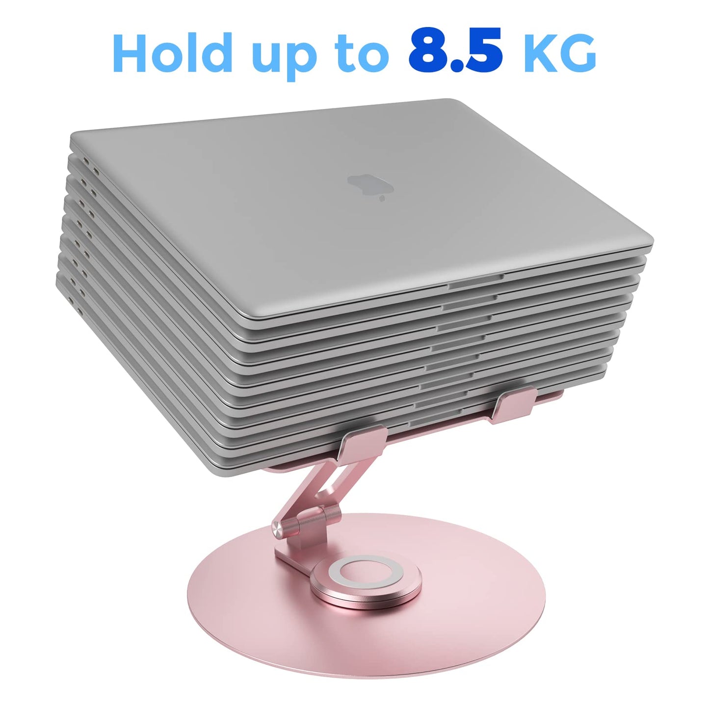 Swivel Laptop Stand for Desk, Adjustable Height Aluminum Computer Stand with 360 Rotating Base, Foldable Ergonomic Riser