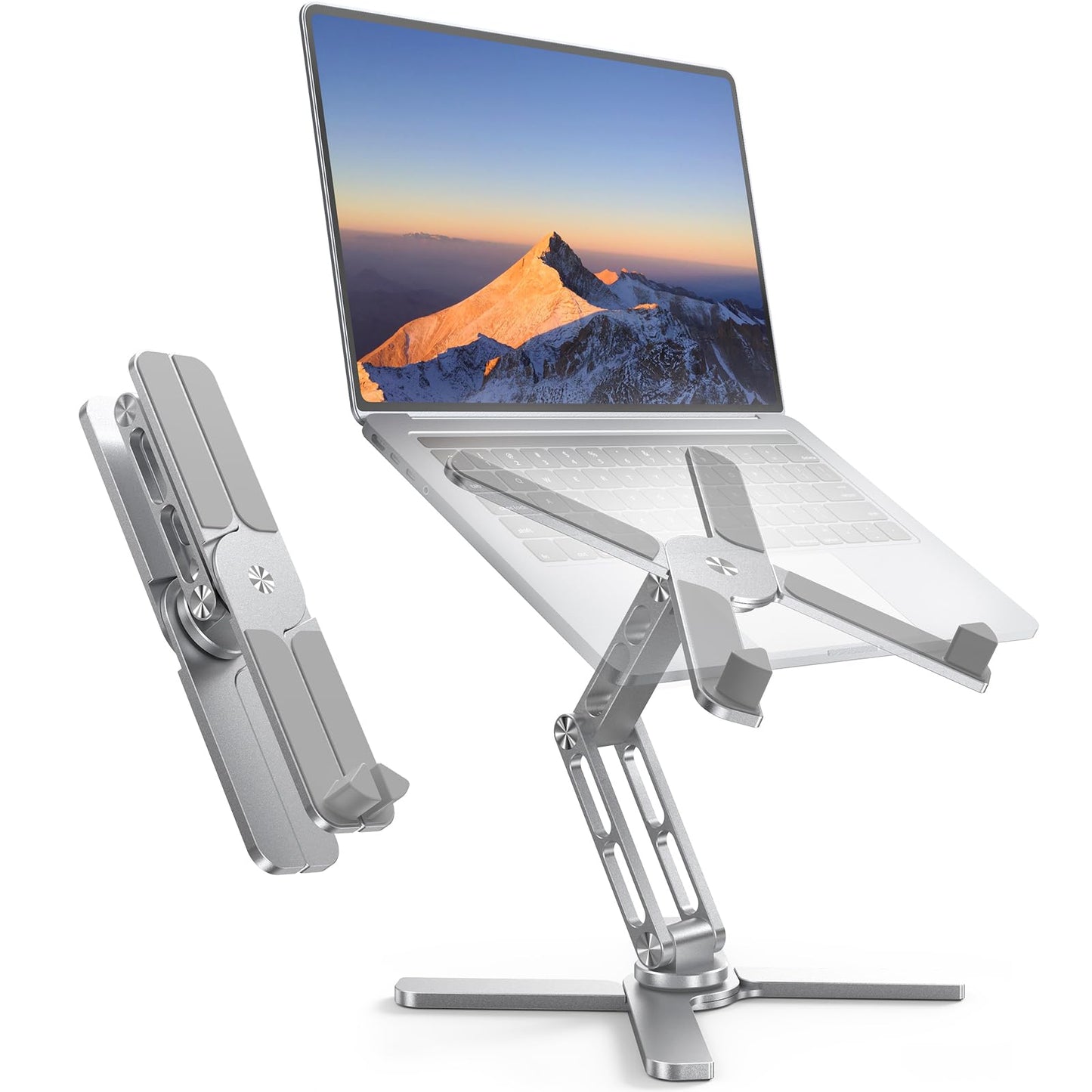 TECKNET Laptop Stand for Desk, 360° Rotating Laptop Riser, Silver