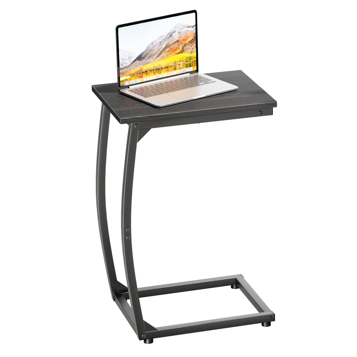 LAKEMID C Shaped End Table,Under Sofa Side Table,Couch Table for Small Spaces,TV Tray Table for Living Room Black