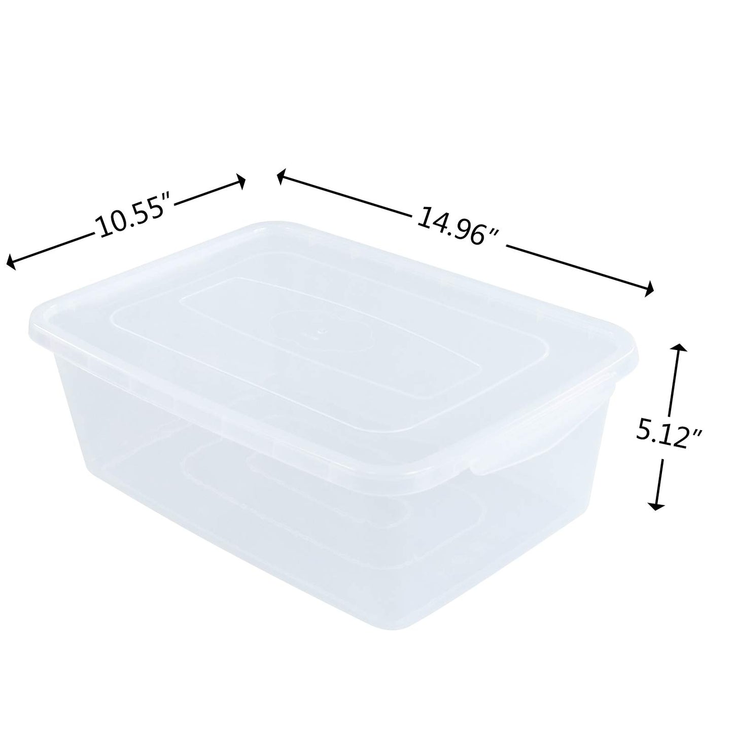 Inhouse 14 Quart Clear Storage Bin, Plastic Latching Box/Container with Lid, Shoe Boxes, Set of 4