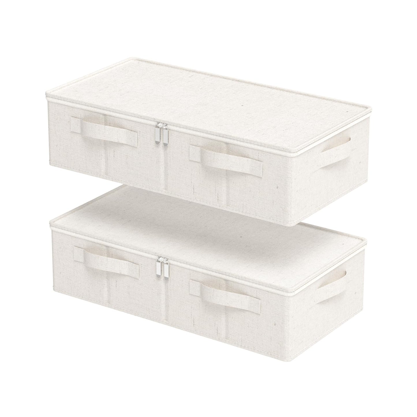 ENUMAIL Underbed Storage Basket with PP Panel,60x30x15cm,Beige,2 Pack