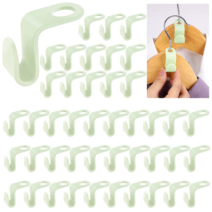 60 Pcs Hanger Connector Hooks, Space Saving Cascading Clips, Green