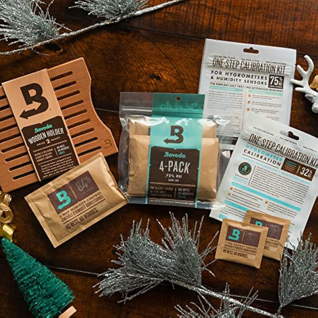 Boveda Cedar Wooden Humidity Pack Holder for Cigar Humidor - for Use with Two Size 60 Boveda Side-by-Side (Sold Separately) - Includes Magnetic and Removable Tape Mounting Kits – 1 Count