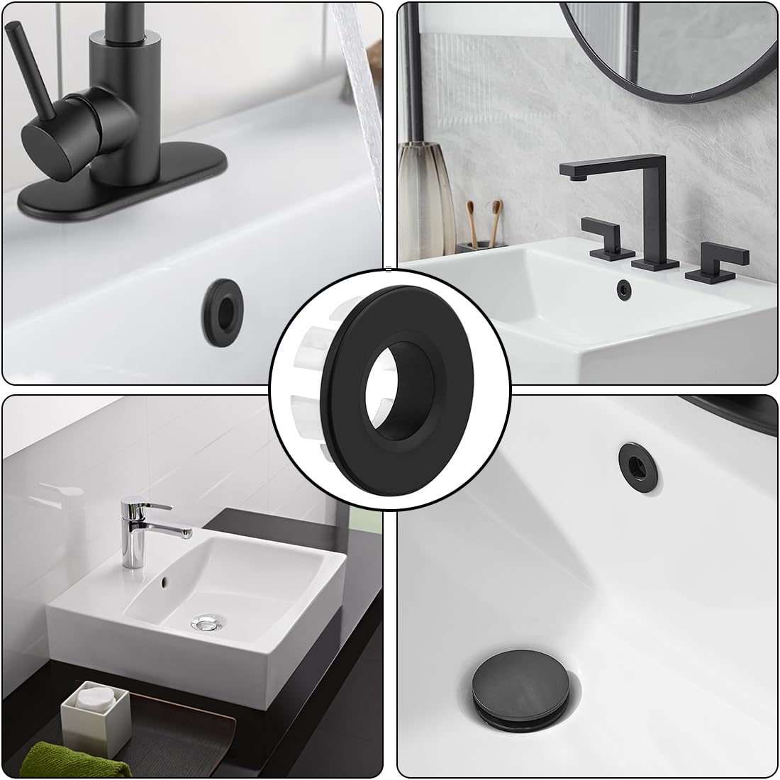 LICQIC Bathroom Sink Overflow Ring, Round Basin Overflow Trim