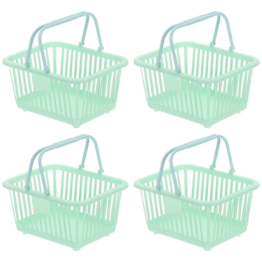 PATIKIL 4PCS Mini Shopping Basket, Small Plastic Basket Mini Storage Basket Grocery Tiny with Handles Organizer Filtered Water for Organizing Toys