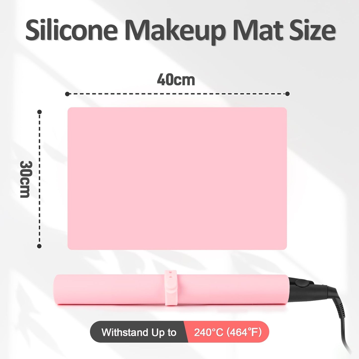 Silicone Dressing Table Mat Protector for Makeup, 40x30cm, Sakura Pink