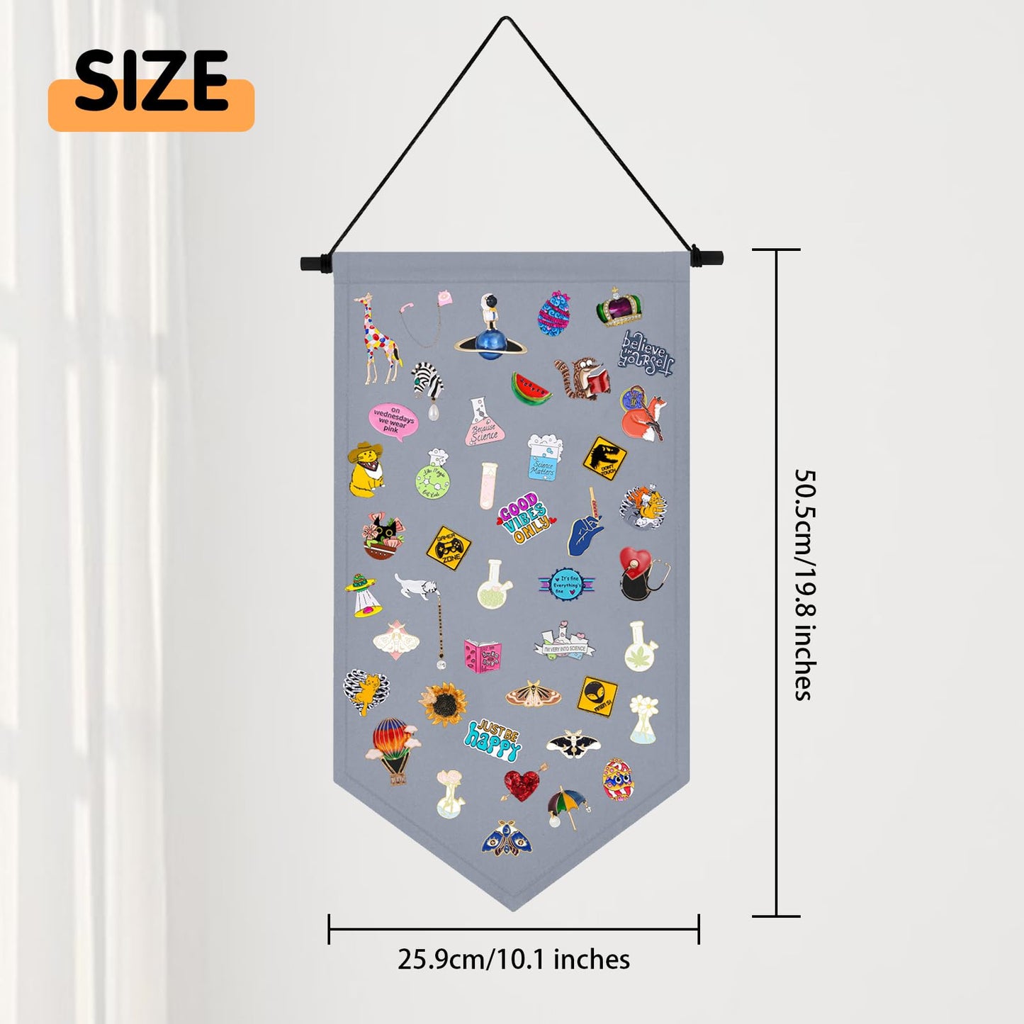 Kunyeah Wall Hanging Brooch Organizer Storage Case Colorful Canvas Pin Board Stand Enamel Pin Badge Hanging Holder Display Banner Earrings Collection