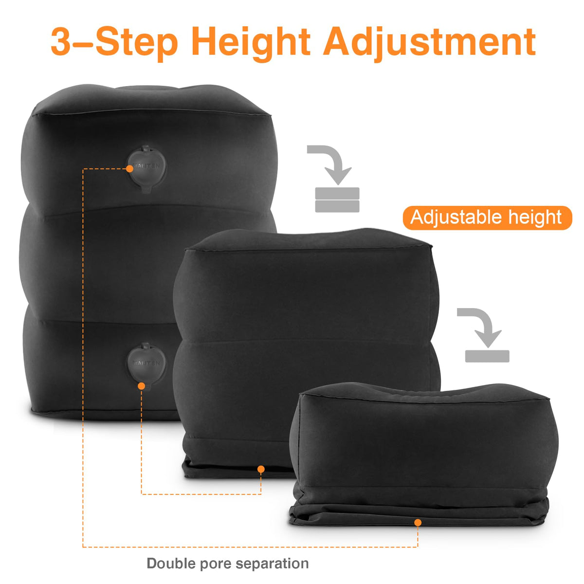 Maliton Inflatable Airplane Foot Rest with Pump Bag Black, 2Pcs
