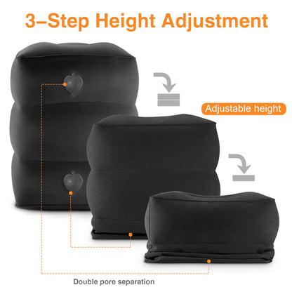 Maliton Inflatable Airplane Foot Rest with Pump Bag Black, 2Pcs
