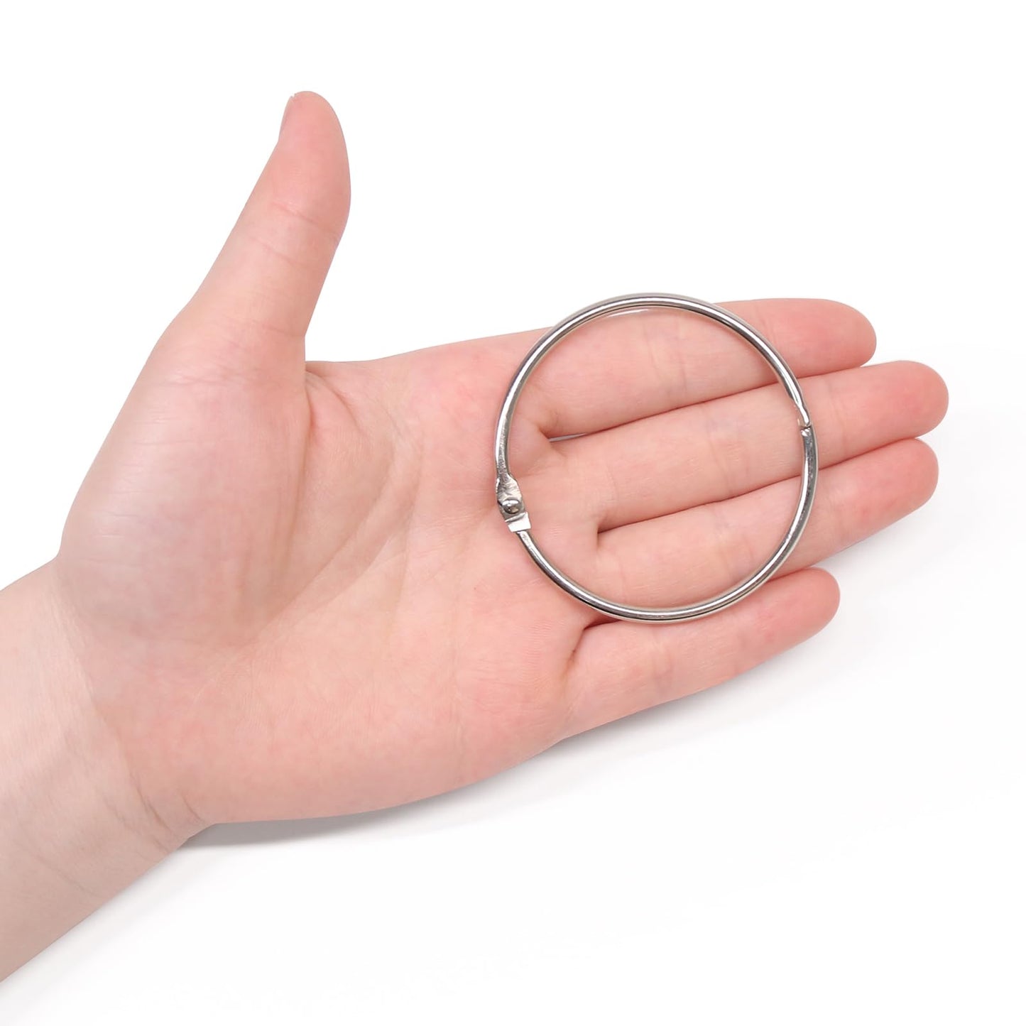 Coideal Large Shower Curtain Rings Open, 20 Pcs Metal Curtain Hooks 50mm Big Circular Loops Key Ring Brushed Nickel (Silver)