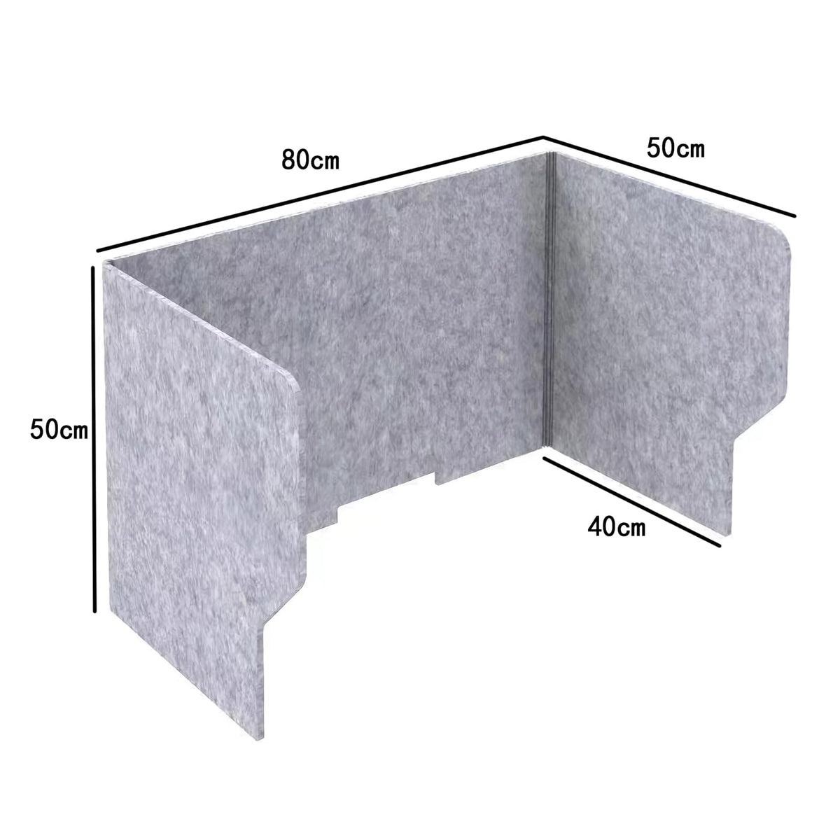 80cm Gray Felt Desk Privacy Divider Panel - 80cm Foldable Classroom Desk Partition Shields -Desktop Separator Panel