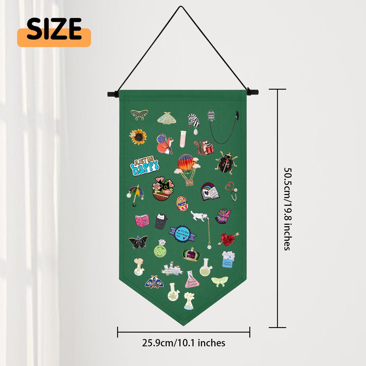 Kunyeah Wall Hanging Brooch Organizer Storage Case Colorful Canvas Pin Board Stand Enamel Pin Badge Hanging Holder Display Banner Earrings Collection