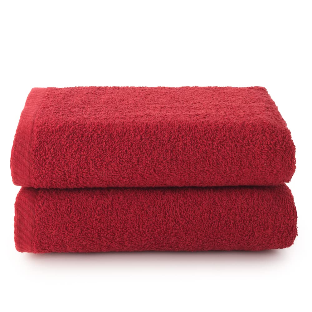 Top Towel - Plus - Large bath towels - Bath towels - 2 hand towels or washbasin - 50x100cm - 100% cotton - Maroon
