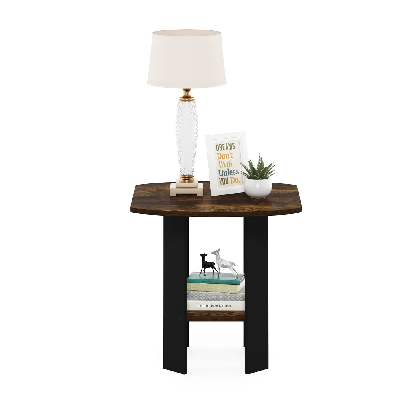 Furinno SIMPLE DESIGN Side Table, 2-Tier End Table, Open Shelves Night Stand, Bedside Table, for Living Room, Bedroom, Amber Pine