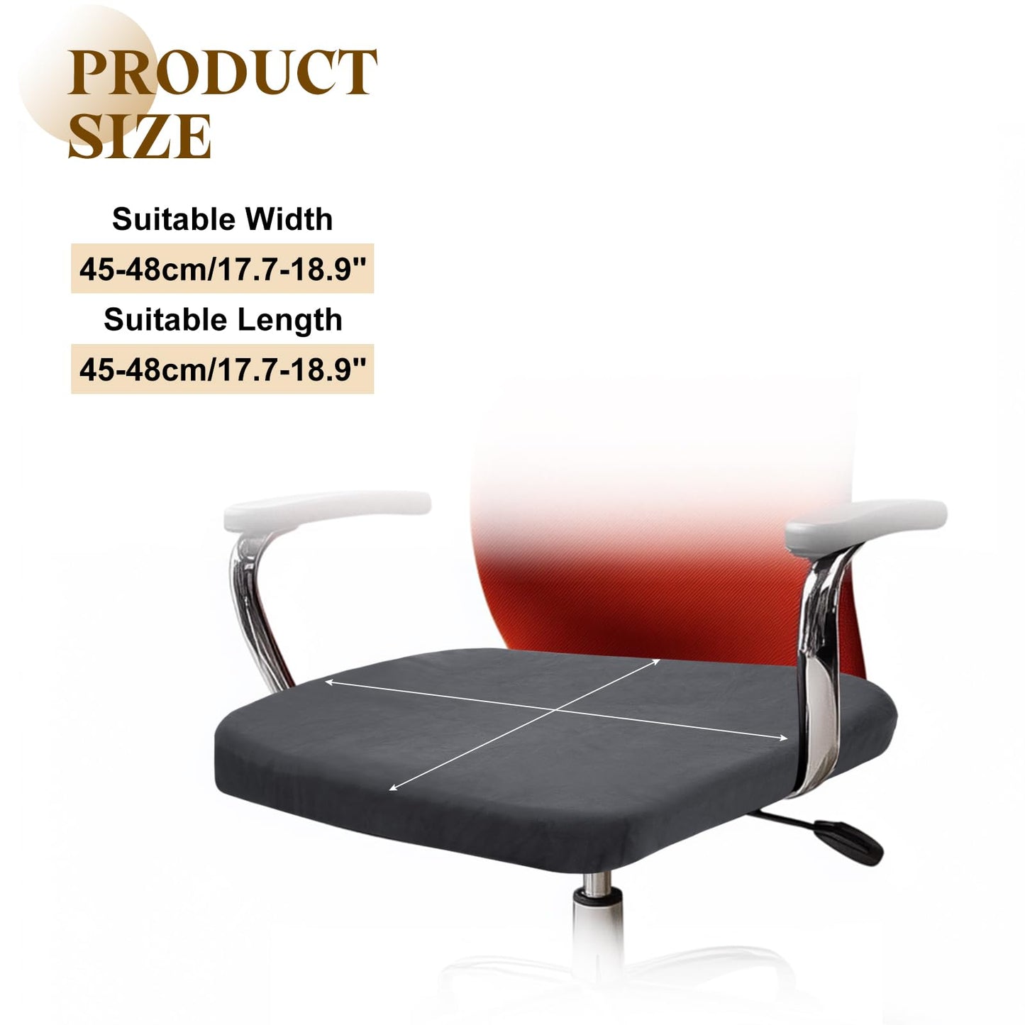 sourcing map Office Chair Cover, Stretchable Soft Rotating Chair Slipcover Washable Desk Computer Seat Cover Protector for Office Home, L(45-48cm)