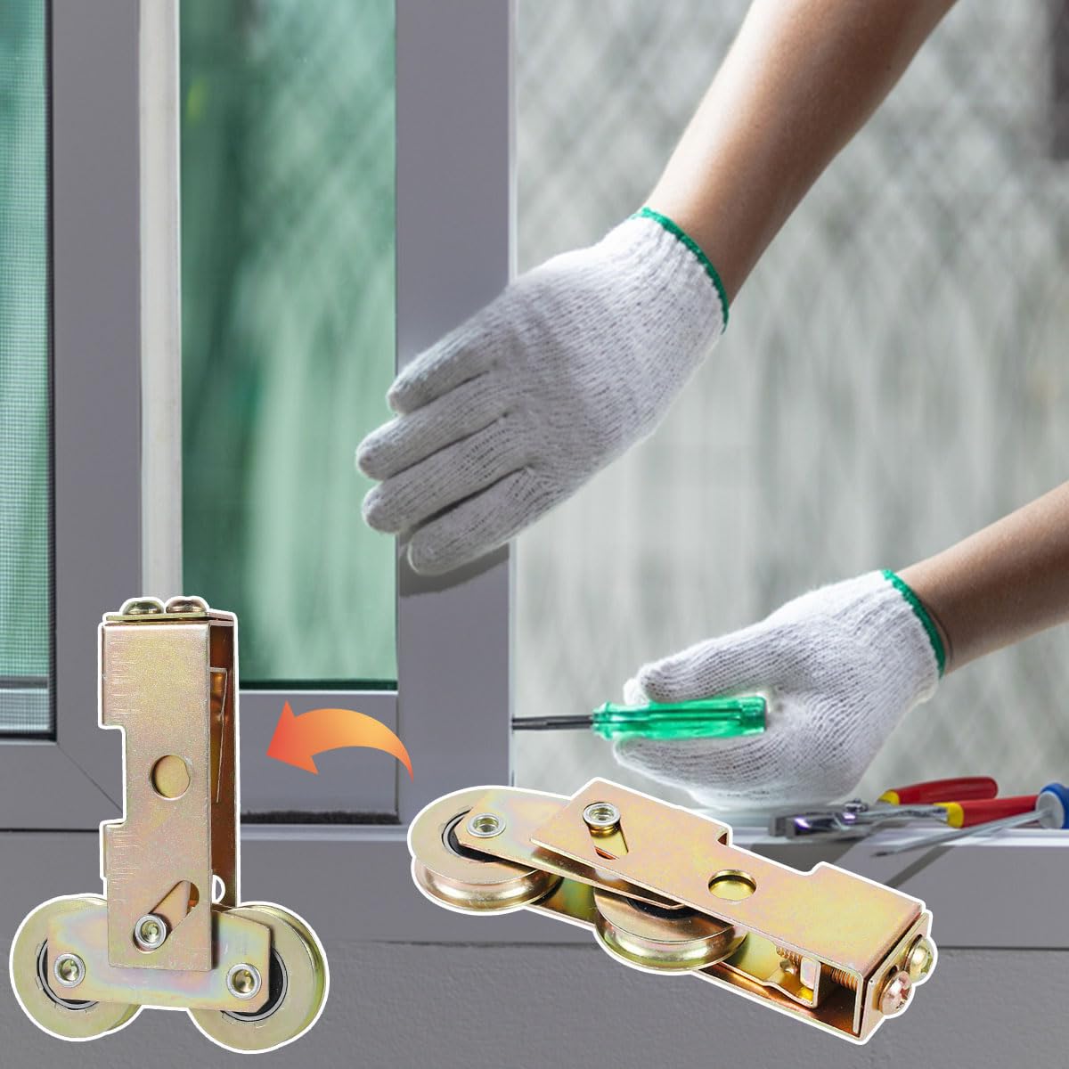Namvo 2PCS Sliding Patio Door Rollers Tandem Roller Assembly Replacement Sliding Glass Door Rollers Steel Ball Bearing Wheel Replacement for Smooth