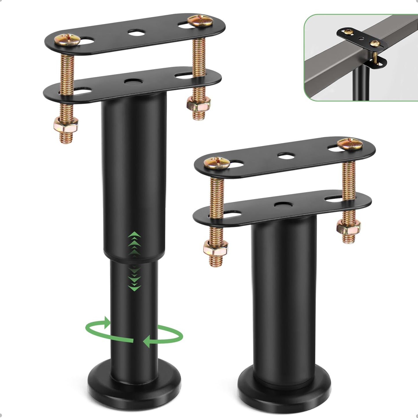 HUALIANG Bed Support Legs, 2 Pcs Adjustable Bed Legs, Retractable Furniture Support Feet, Metal Bed Feet Heavy Duty Bed Center Frame Slat Support Leg