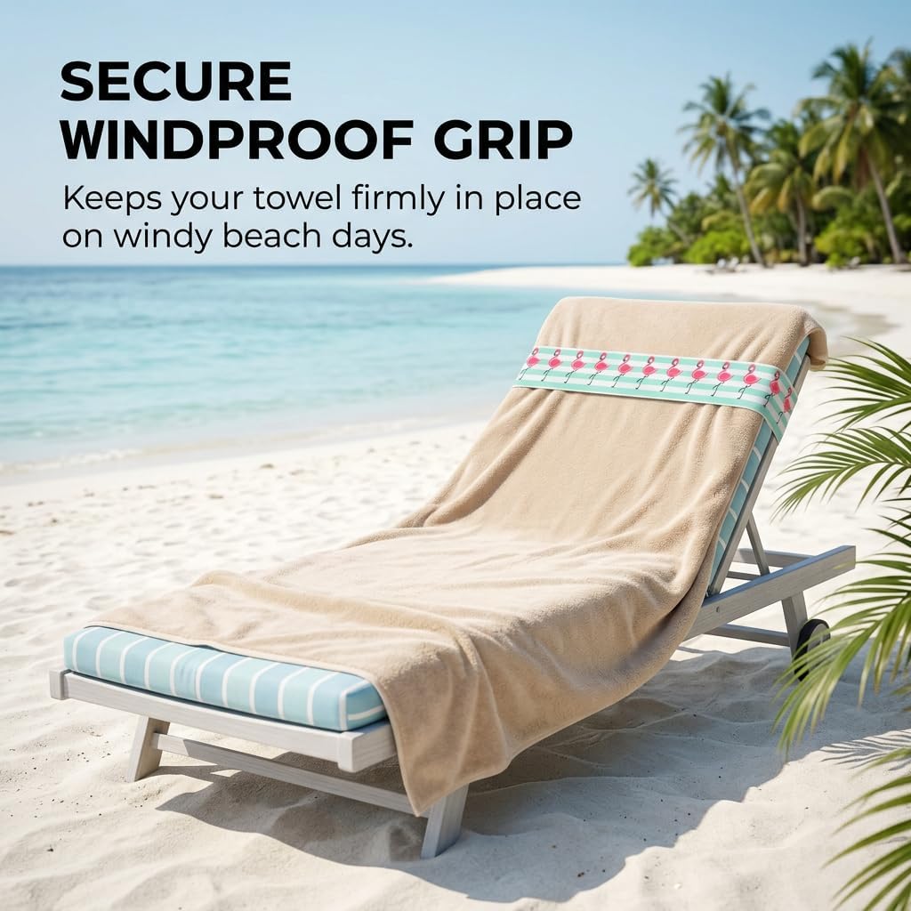RTDHO 4Pcs Beach Towel Bands for Sun Loungers,40x4.5cm Elastic Sunbed Strap