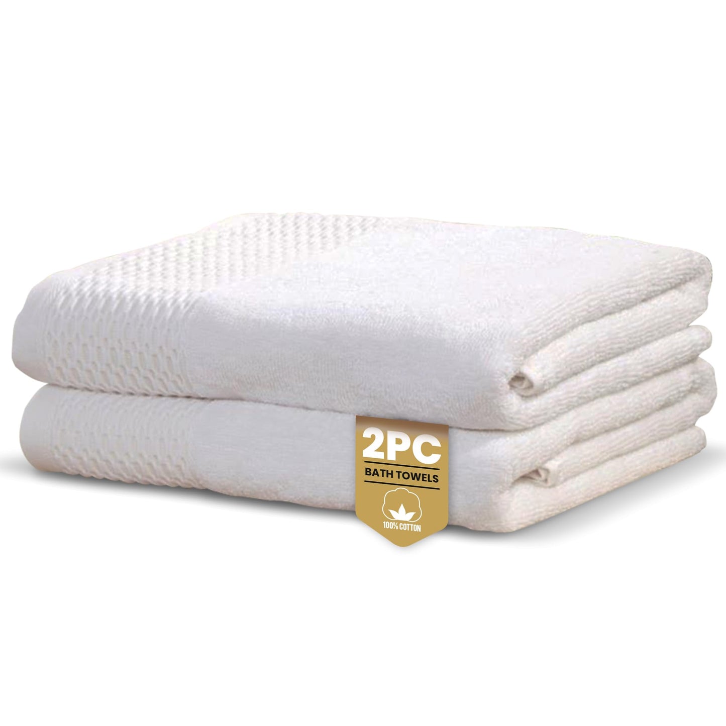Rapport Home Eden Weave Bath Towels 2-Pack | White, 70x120cm | 100% Cotton 500gsm | Oeko-Tex Made in Green & BCI Certified