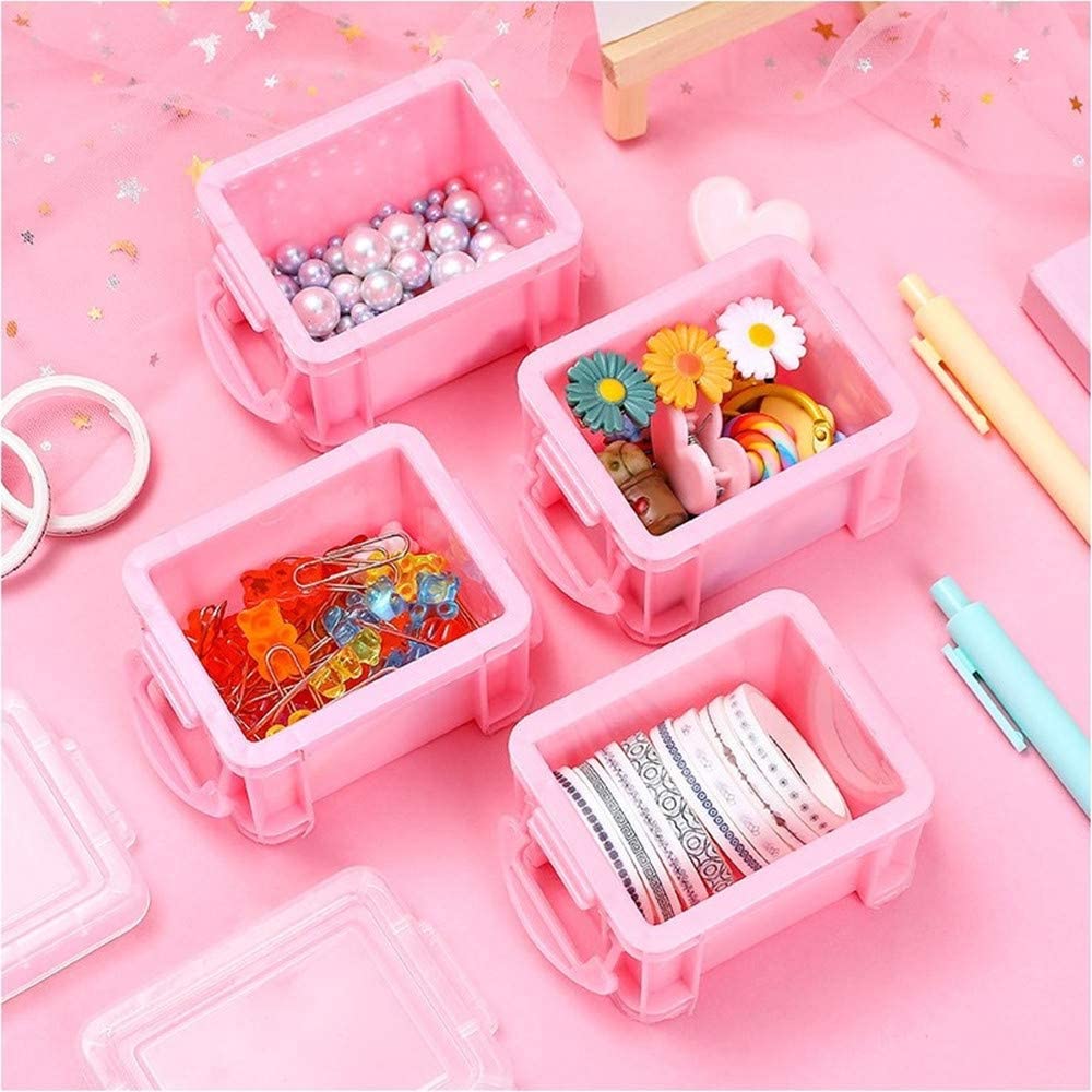 6 Pack Small Plastic Storage Boxes with Lids, Mini Organiser Boxes