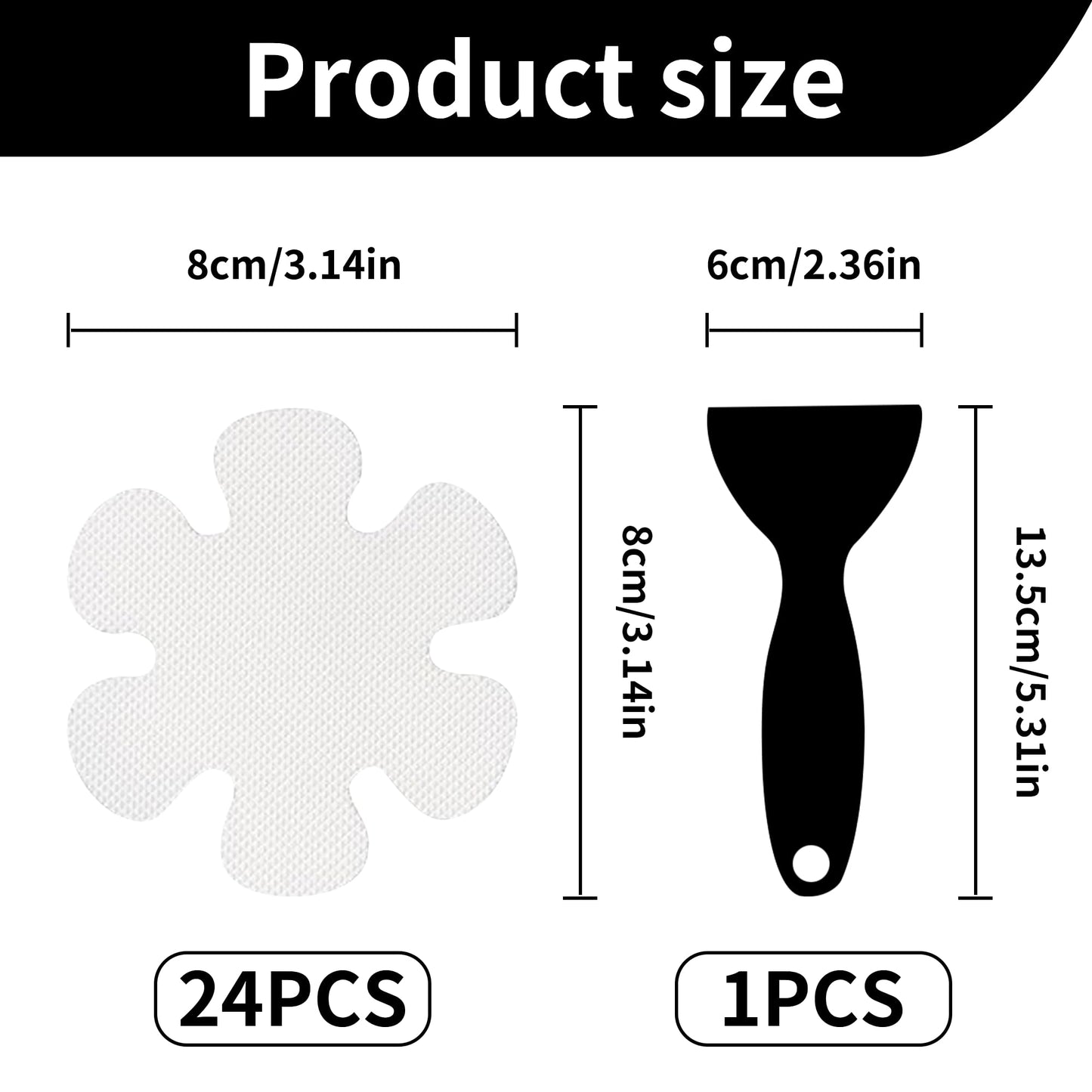 MEKEET Anti Slip Bath Stickers, White, Flower Shape, 25PCS