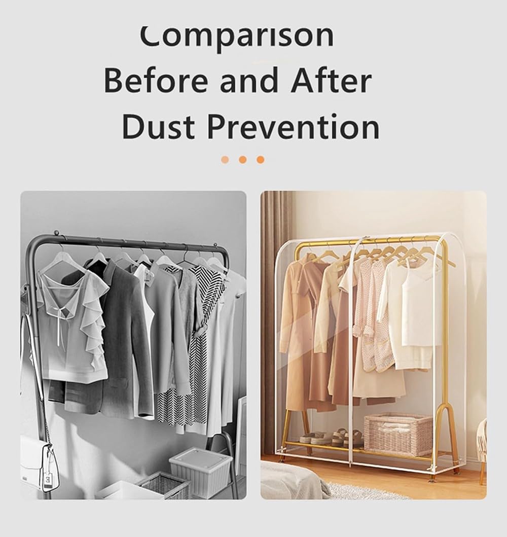 JT2D Garment Clothes Cover for Wardrobe Storage Large Clothes Rail Cover Hanging Rack Protector clothes dustproof clothes rail cover for Storage