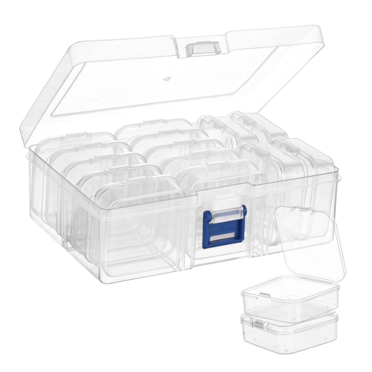 AUAUY Bead Organizer Box, 15Pcs Clear Plastic Storage Containers for Beads