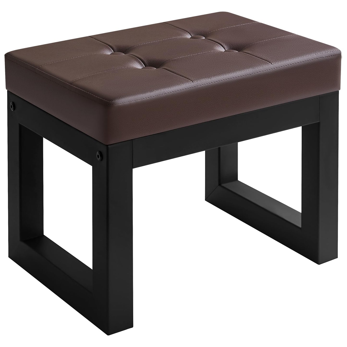IBUYKE 16 Inch Small Foot Stool Ottoman, Rectangle PU Faux Leather Foot Rest with Padded Seat and Metal Legs