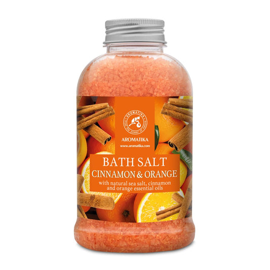 Cinnamon-Orange Bath Salt 600g - Orange & Cinnamon Essential Oil - Natural Aromatherapy - Relaxing Body Care - Beauty Bath Soak
