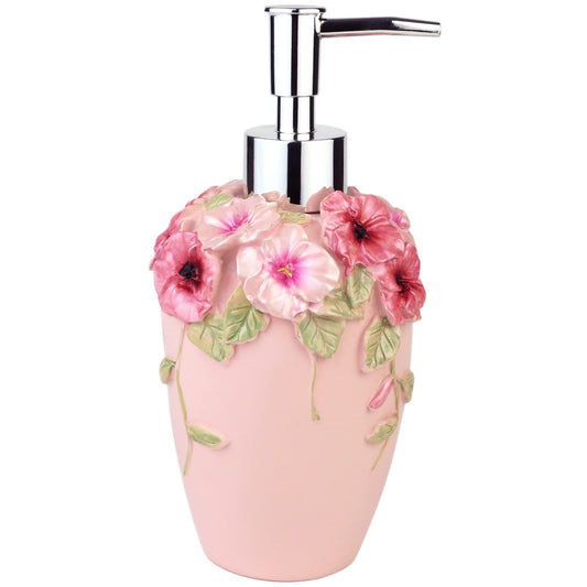 Flower Soap Dispenser with Luxury Vintage Decorative - Resin - Colorful Painted by Hand Lotion Dispenser for Bathroom, Kitchen Counter, Beauty Shop,