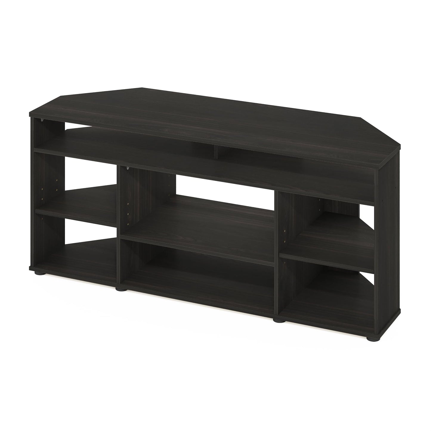 Furinno JENSEN TV Stand, Corner Entertainment Center, TV Console for TV up to 55 Inch, for Living Room, Bedroom, Espresso