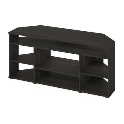 Furinno JENSEN TV Stand, Corner Entertainment Center, TV Console for TV up to 55 Inch, for Living Room, Bedroom, Espresso