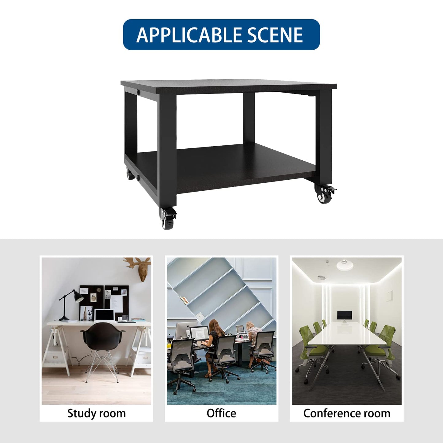 PUNCIA 2 Tiers Movable Laser Printer Copier Stand Cart for Home Office