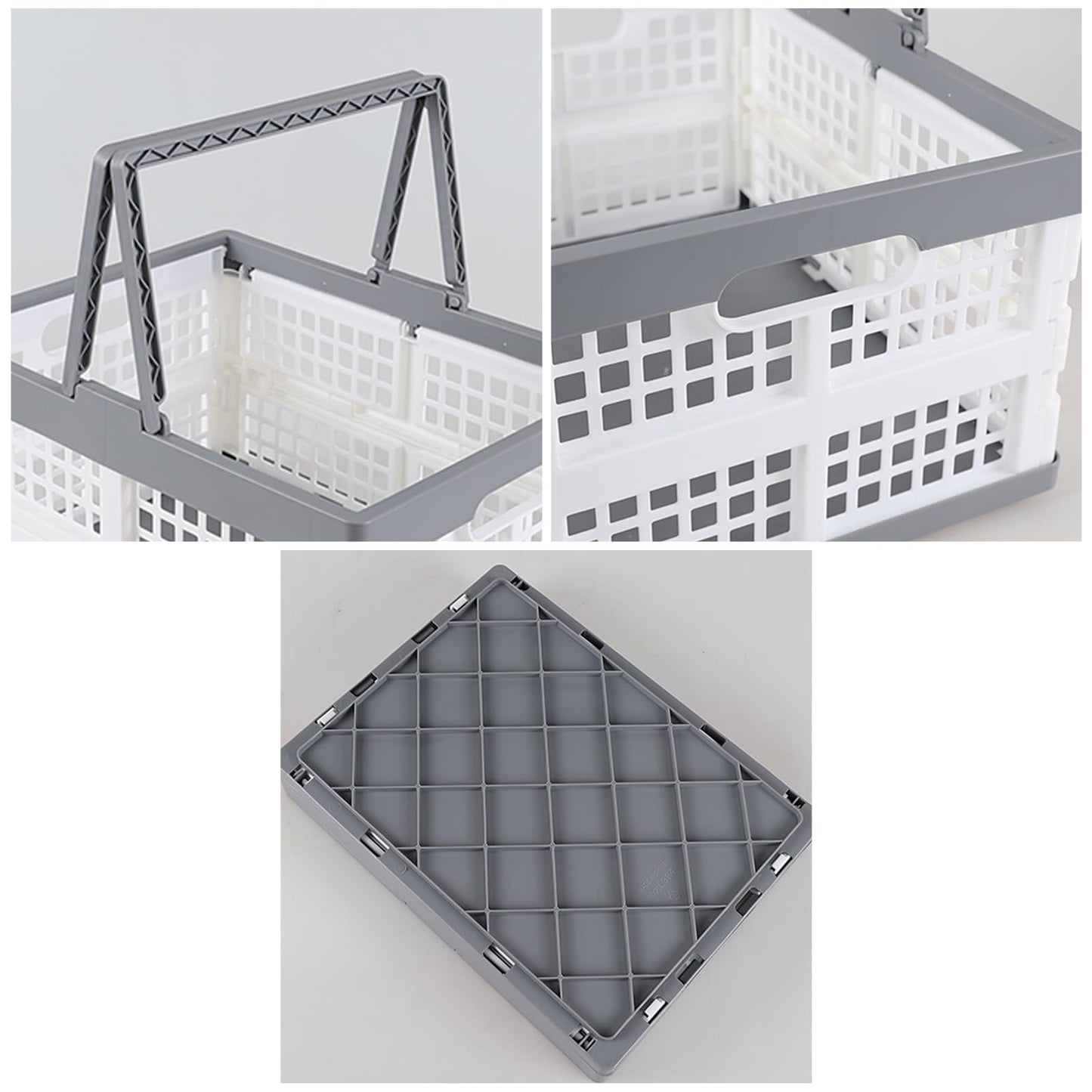Dehouse 15 L Collapsible Crates with Handles, Collapsible Grocery Shopping Basket