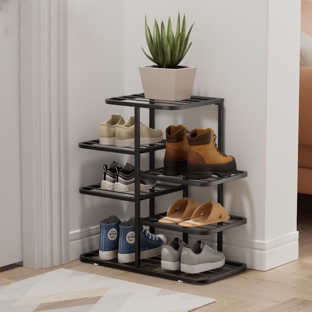 YOUSIS Multi Tier Shoe Rack,Shoe Racks Storage,Narrow Shoe Rack,Simple Installation Vertical Shape Shoe Racks,2 Rows Multi layer Show Rack for