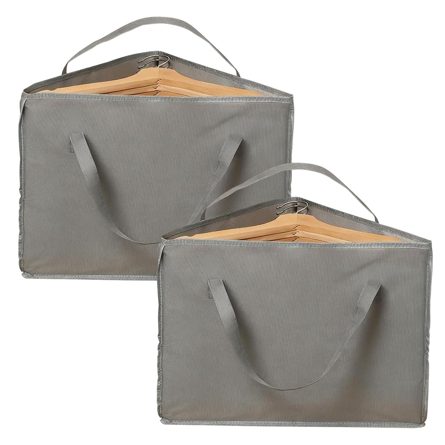 Hbzunt 2 Pcs Coat Hanger Storage, Clothes Hanger Organizer Bags with Two Carry, bag hanger Foldable Coat Hanger Storage (Grey)
