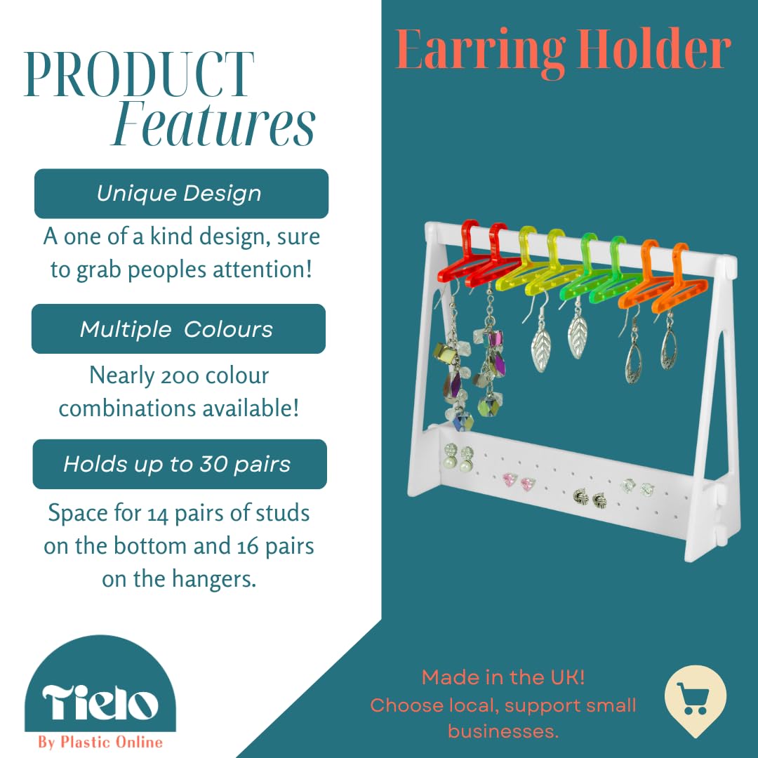 Earring Display Stand with Rainbow Hangers Storage Organiser Unique Cute Stocking Filler (Grey)