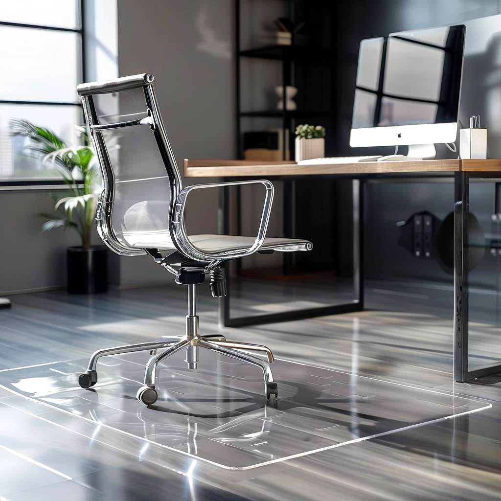 Nicoman Clear Chair Mat, Non-Slip Clear PVC Wooden Floor Protector Mat with Round Edge, Waterproof Protector Cover Floor Mat for Office Chairs