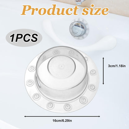 Clear Silicone Bathtub Overflow Drain Cover for Deeper Baths – Secure Suction Seal, Easy Installation, Durable & Reusable