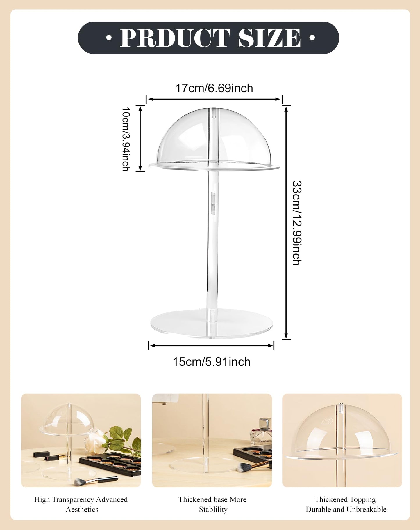 TINGSING Acrylic Hat Display Stand, 13'' Clear Hat Holder