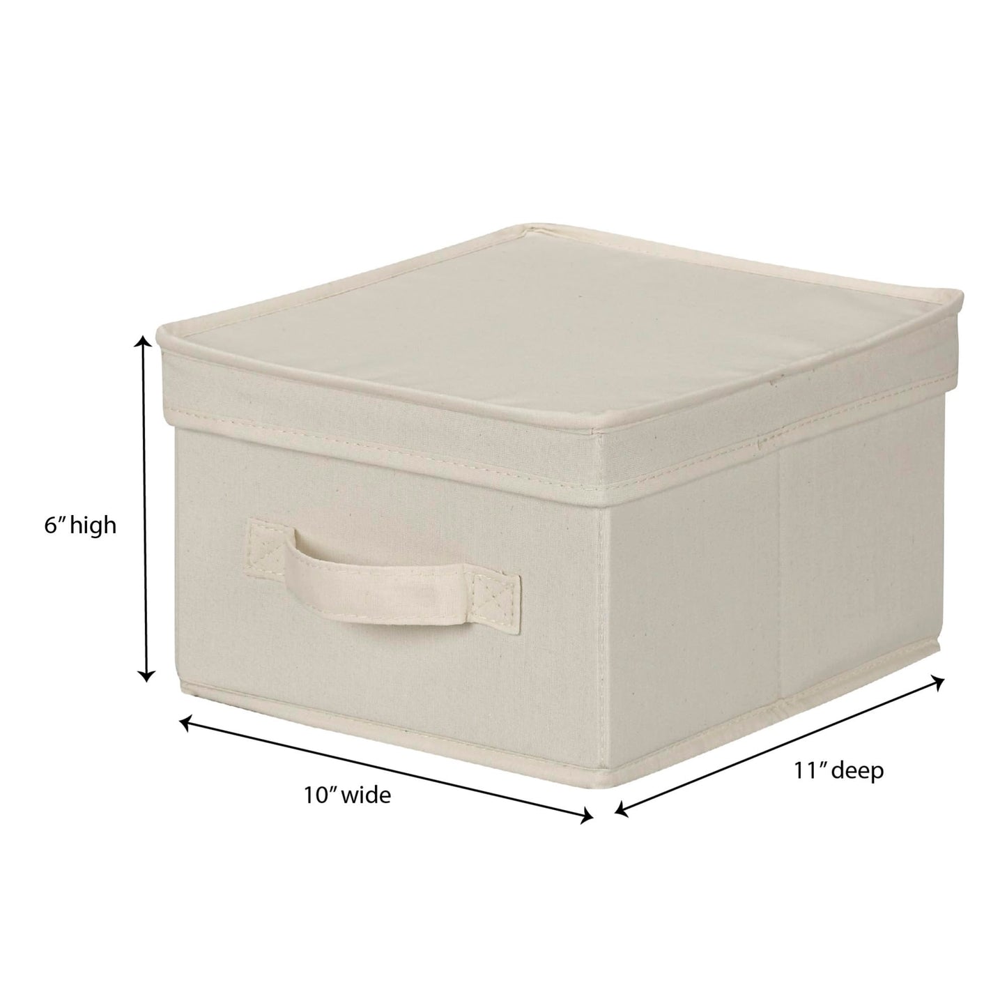 Household Essentials 111 Storage Box with Lid and Handle - Natural Beige Canvas - Medium,Natural Trim