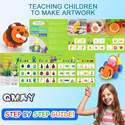 QMAY Air Dry Clay, 48 Colors Ultra Light Magic Clay, No-Toxic Modeling Clay & Dough, Modeling Clay for Kids with Tools, Gift for Kids