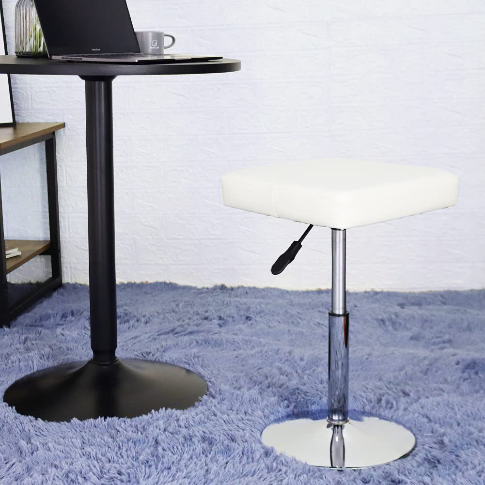 FURWOO PU Leather Square Cutting Stool Height Adjustable Swivel Workshop Barber Shop Beauty Spa Drafting Tattoo Work Stool Short Task Chair
